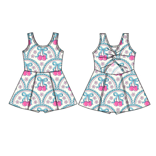 preorder GSD2627 Girls Yoga Clothing Cheery Flower Bows Sleeveless Dresses 202505