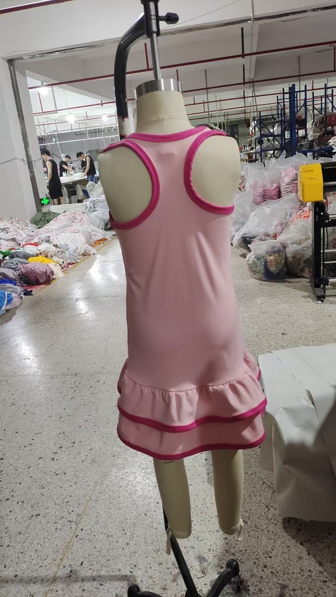 GSD2630 Girls Yoga Clothing Pink Sleeveless Dresses 202507 RTS