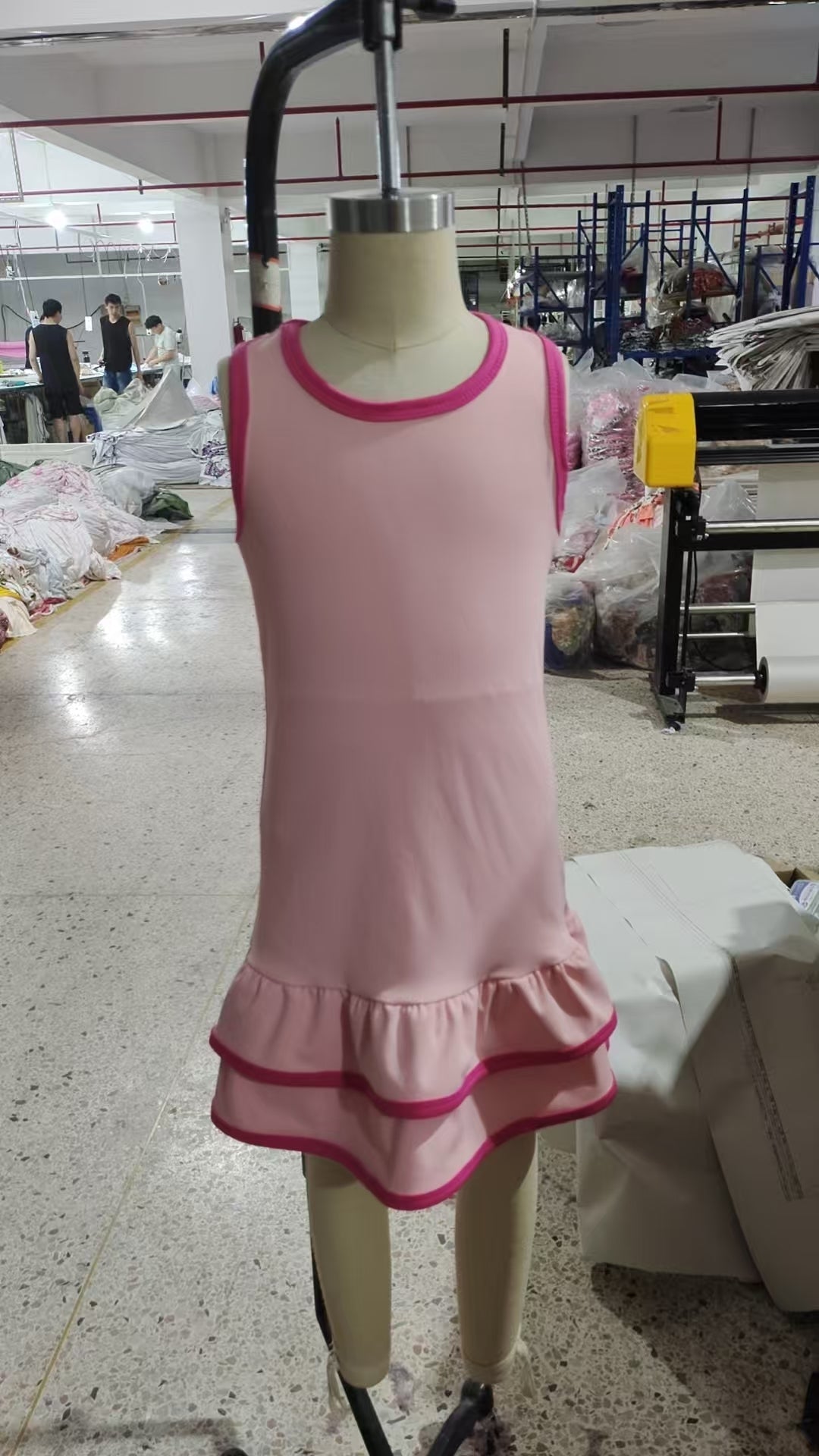 GSD2630 Girls Yoga Clothing Pink Sleeveless Dresses 202507 RTS