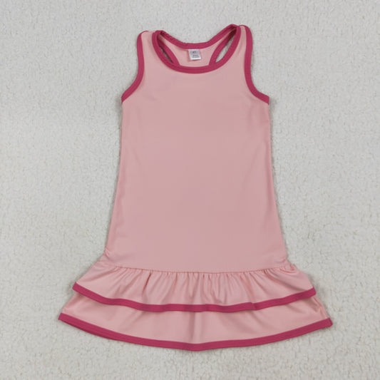 GSD2630 Girls Yoga Clothing Pink Sleeveless Dresses 202507 RTS