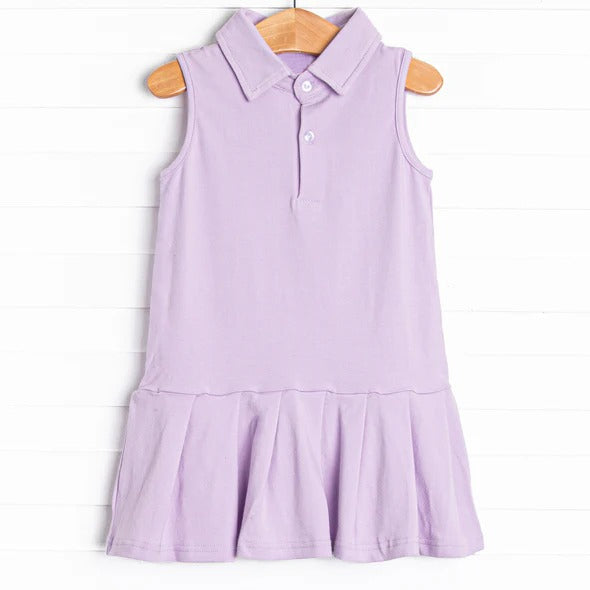 preorder GSD2635 Girls Boutique Pure Purple Polo Button Sleeveless Ruffle Dresses 202505