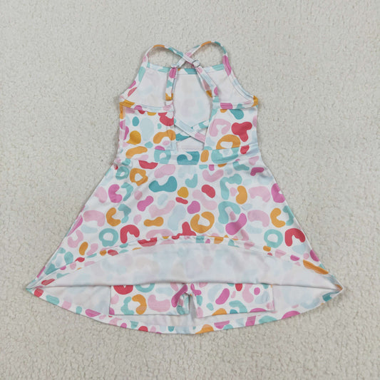 GSD2645 Girls Boutique Colored Leopard Halter Yoga Dress 202508 RTS