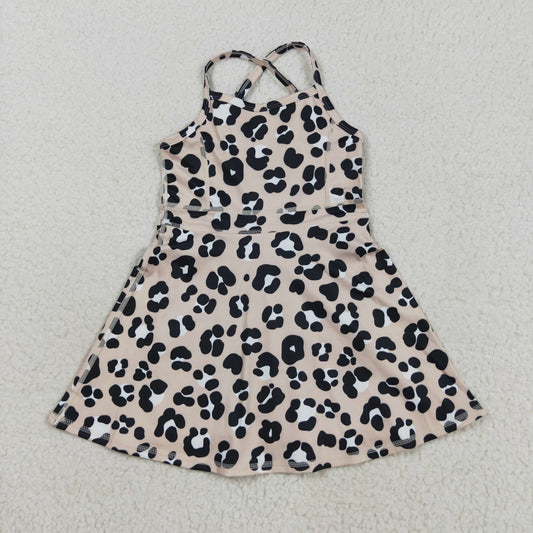 GSD2650 Girls Boutique Brown Leopard Halter Yoga Dress 202508 RTS