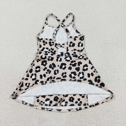 GSD2650 Girls Boutique Brown Leopard Halter Yoga Dress 202508 RTS
