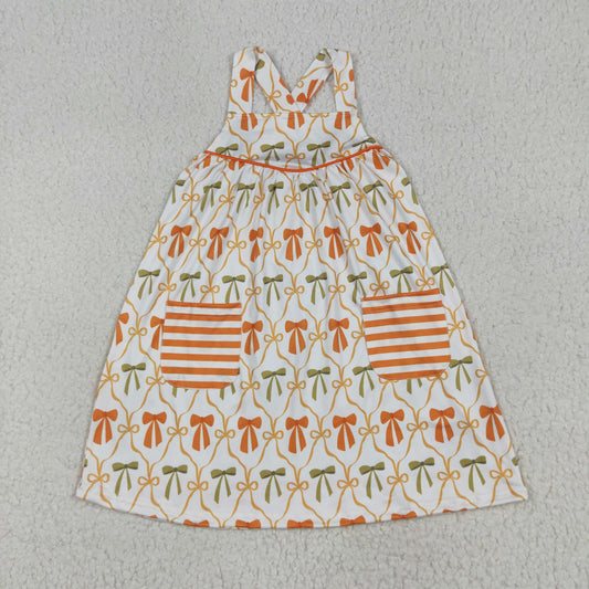 GSD2676 Girls Boutique Bow Pocket Orange Sleeveless Dress 202507 RTS