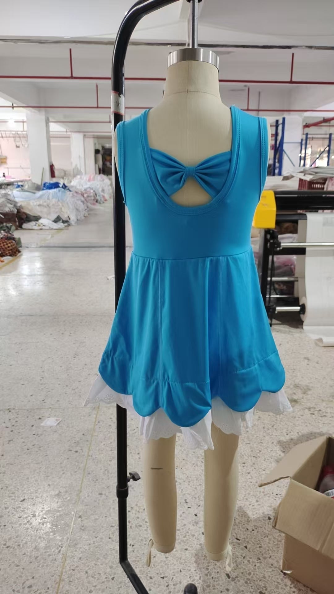 GSD2680 Lace Ruffle Pure Blue Sleeveless Yoga Dresses for Girls 202510 RTS