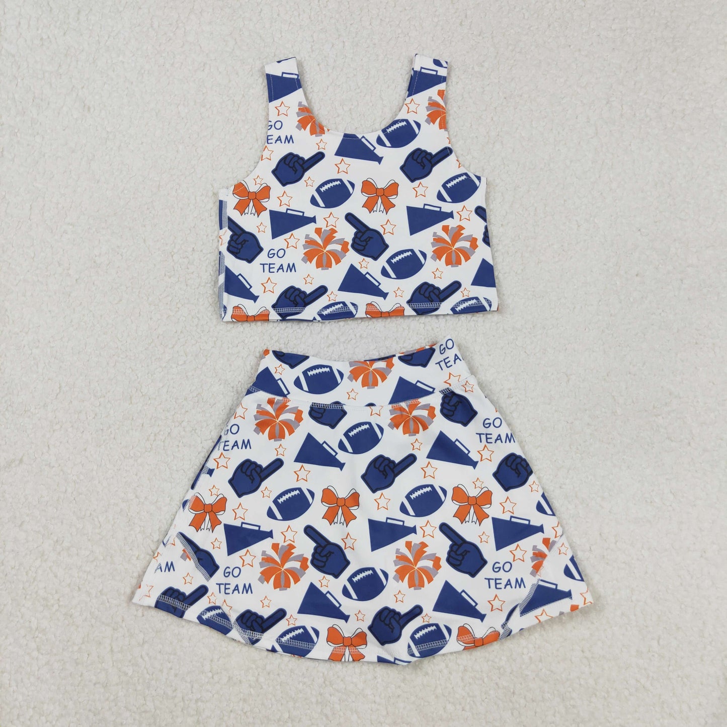 GSD2694 Girls Yoga Sets Go Team Navy Blue Sleeveless Skirts 202508 RTS