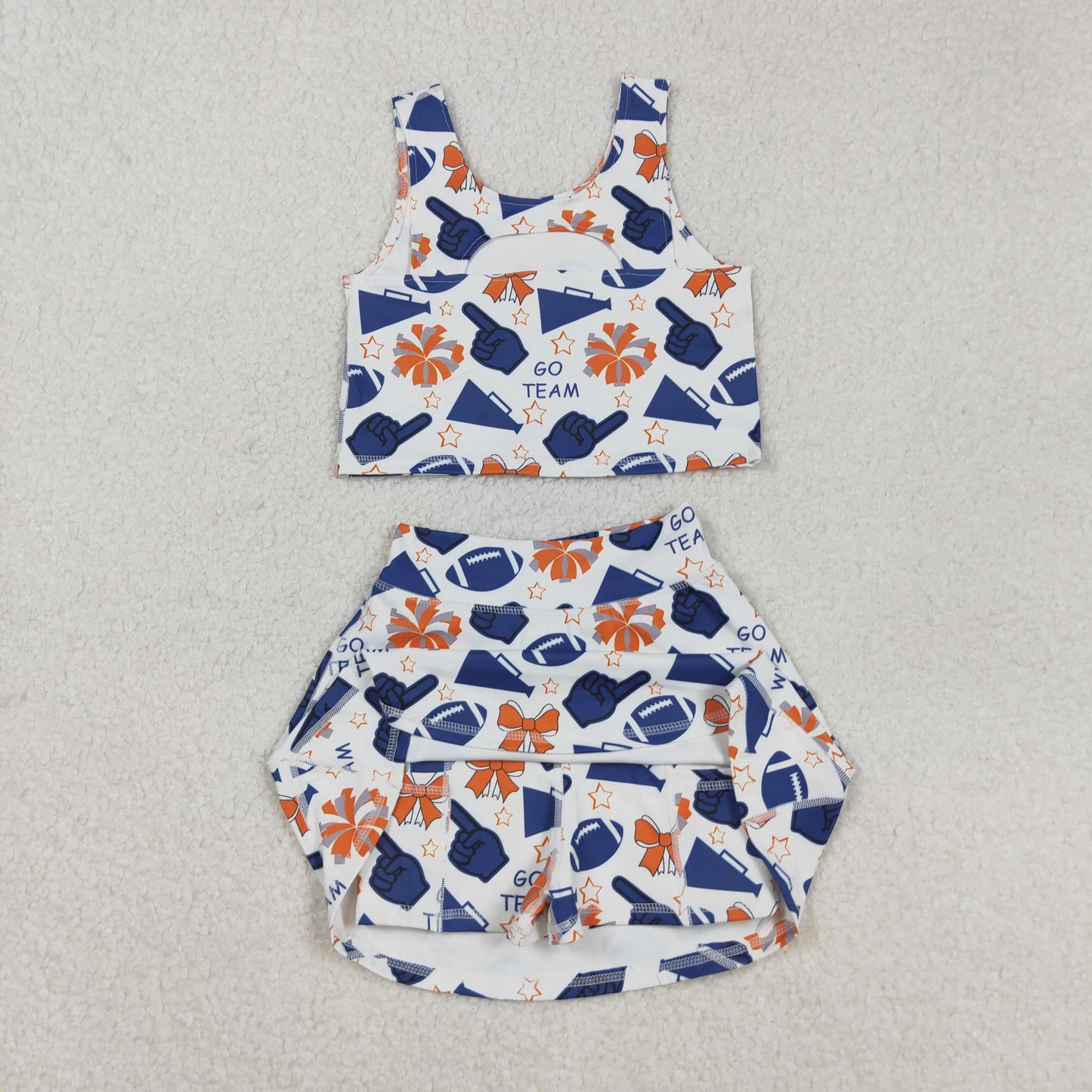 GSD2694 Girls Yoga Sets Go Team Navy Blue Sleeveless Skirts 202508 RTS