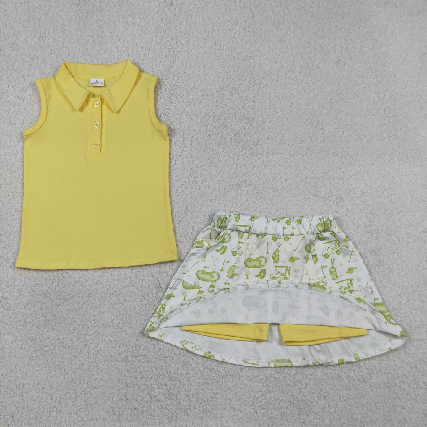 GSD2698 Girls Boutique Yellow Polo Sleeveless Skirts Sets 202605 RTS