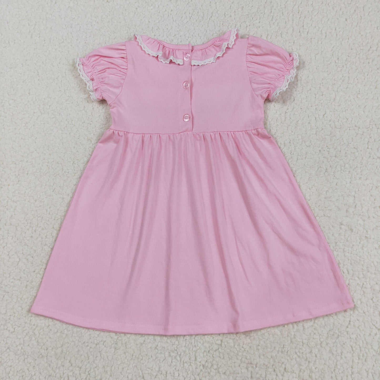 GSD2718 Girls Boutique Smocked Bows Pink Ruffle Short Sleeve Dress 202508 RTS