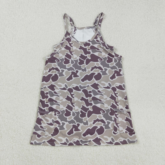 GSD2719 Baby Girls Gray Brown Camouflage Athletic Yoga Dress 202508 RTS