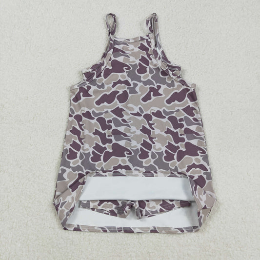 GSD2719 Baby Girls Gray Brown Camouflage Athletic Yoga Dress 202508 RTS