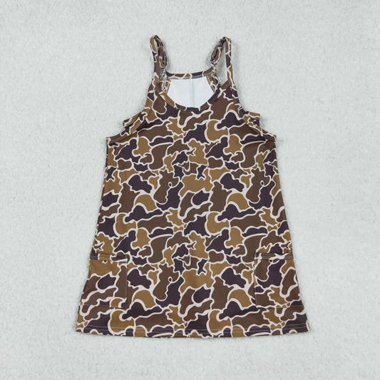 GSD2722 Baby Girls Yellow Brown Camouflage Athletic Yoga Dress 202510 RTS
