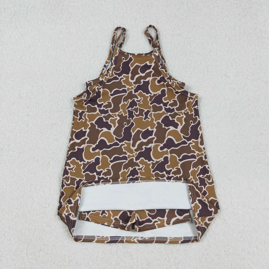 GSD2722 Baby Girls Yellow Brown Camouflage Athletic Yoga Dress 202510 RTS