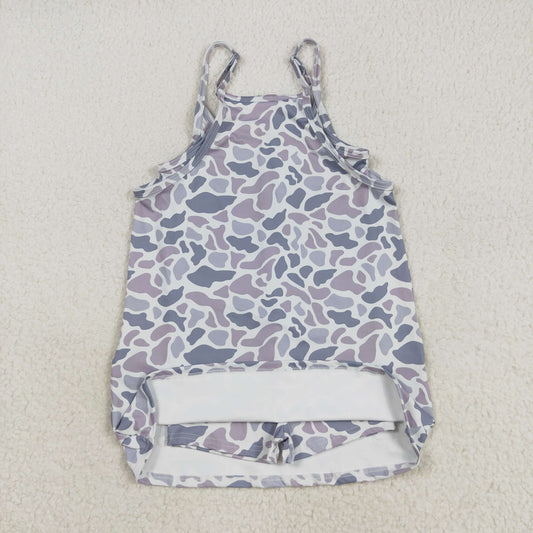 GSD2723 Baby Girls Gray Blue Camouflage Athletic Yoga Dress 202508 RTS