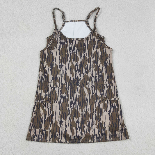New GSD2744 Adult Female Army Green Camouflage Halter Yoga Dress 202605 RTS