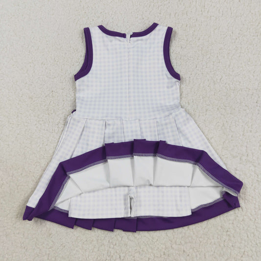 GSD2758 Purple Plaid Tunic Pleated Sleeveless Dress Girls Athletic Yoga Dress 202508 RTS