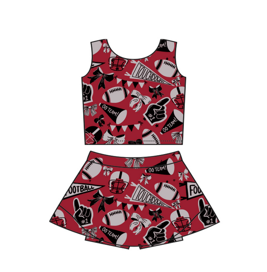 Preorder GSD2764 Girls Yoga Sets GO TEAM Brown Sleeveless Skirts 202507