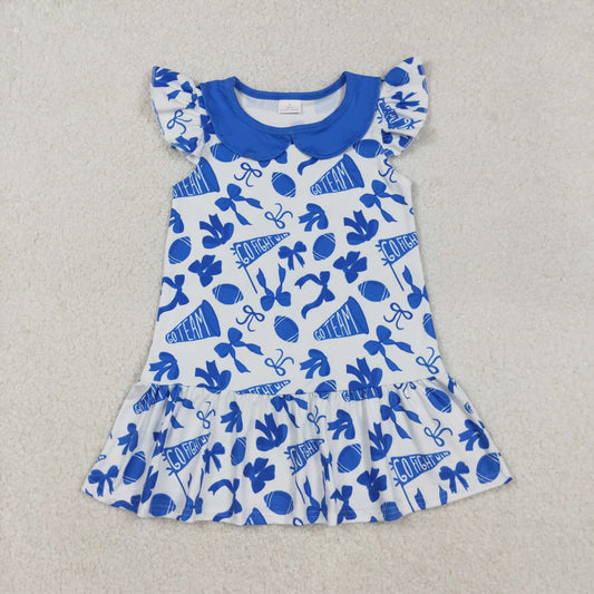 GSD2782 Go Team Bows Blue Flying Sleeve Dresses for Girls 202509 RTS
