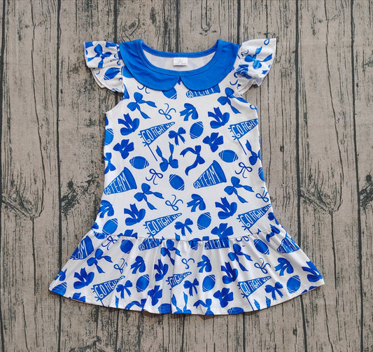 GSD2782 Go Team Bows Blue Flying Sleeve Dresses for Girls 202509 RTS