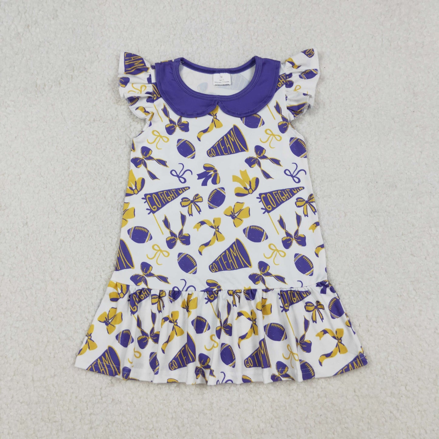 GSD2784 Go Team Bows Purple Flying Sleeve Dresses for Girls 202509 RTS