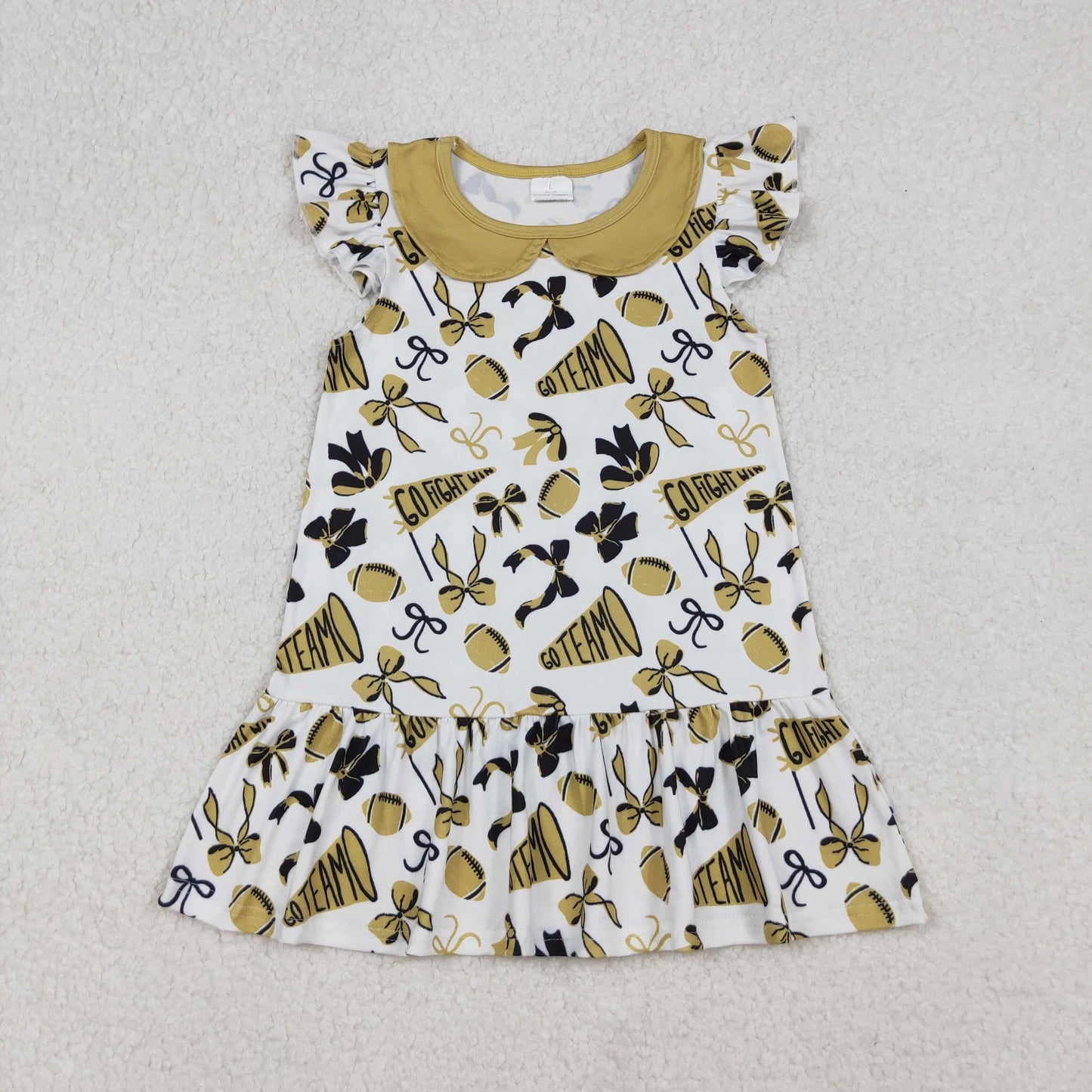 GSD2788 Go Team Bows Ginger Yellow Flying Sleeve Dresses for Girls 202509 RTS