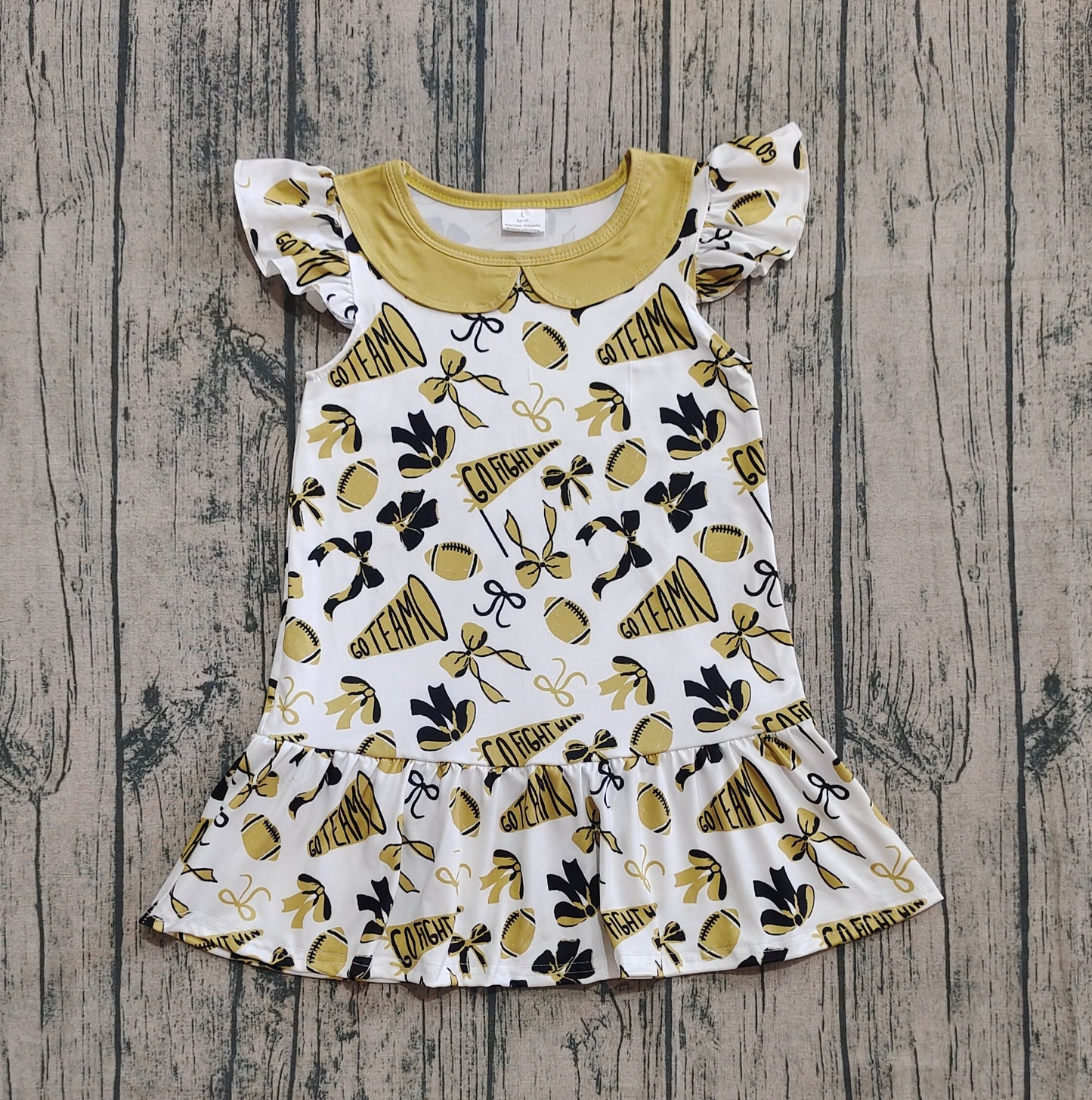 GSD2788 Go Team Bows Ginger Yellow Flying Sleeve Dresses for Girls 202509 RTS