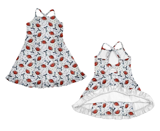 preorder GSD2802 Rugby Bows White Athletic Yoga Sleeveless Dresses for Girls 202508