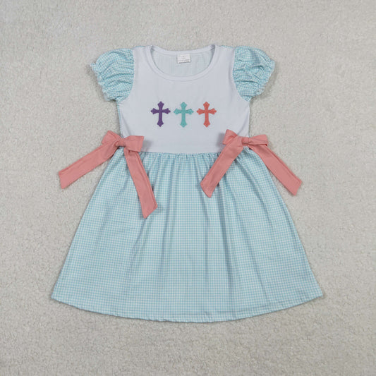 GSD2807 Embroidered Easter Cross Short Sleeve Dresses for Girls 202511 RTS