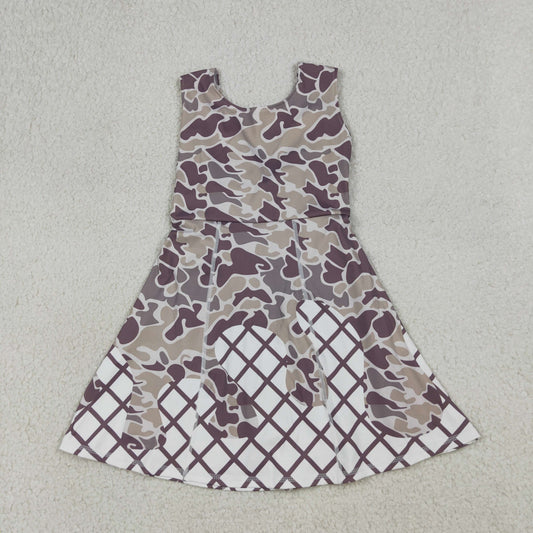 GSD2819 Gray Green Camouflage Waffle Girls Athletic Yoga Sleeveless Dress 202603 RTS