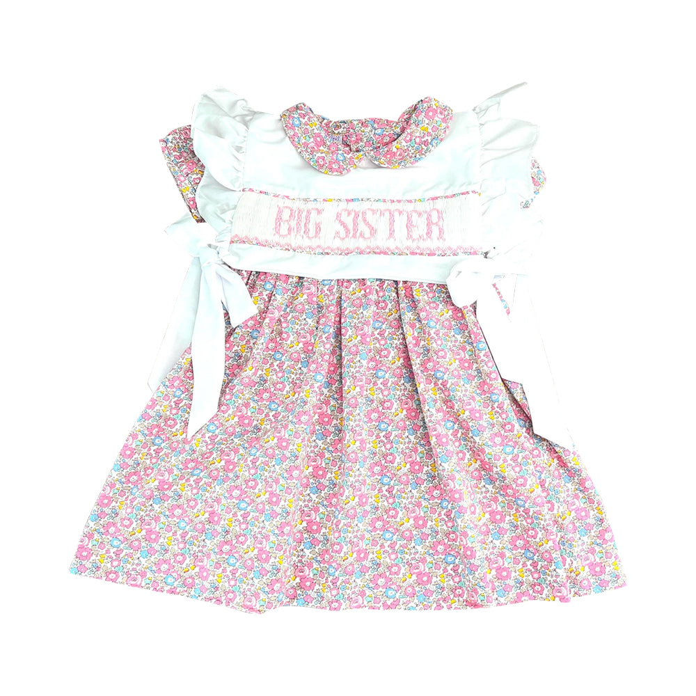 MOQ 8 Preorder GSD2835 Big Sister Floral Short Sleeve Dresses for Girls 202509