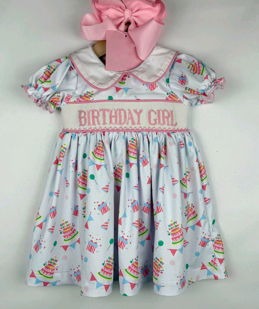 MOQ 8 Preorder GSD2854 Happy Birthday Day Doll Collar Short Sleeve Dresses for Girls  202509