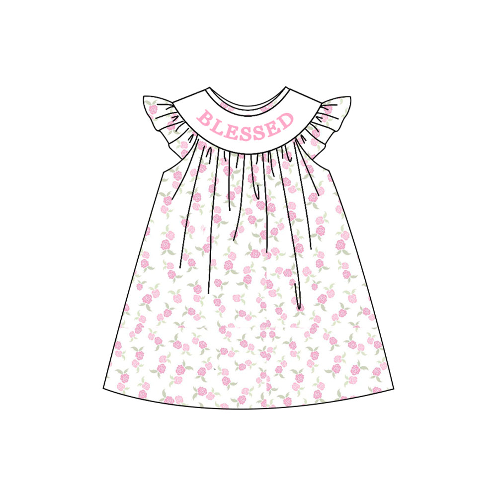 MOQ 8 Preorder GSD2856 Flowers Blesses Ruffle Flying Sleeve Dresses for Girls  202510