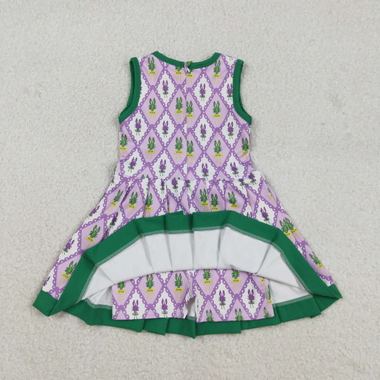 GSD2868 Mardi Gras Crayfish Plaid Green Purple Yoga Sleeveless Dresses for Girls 202512 RTS