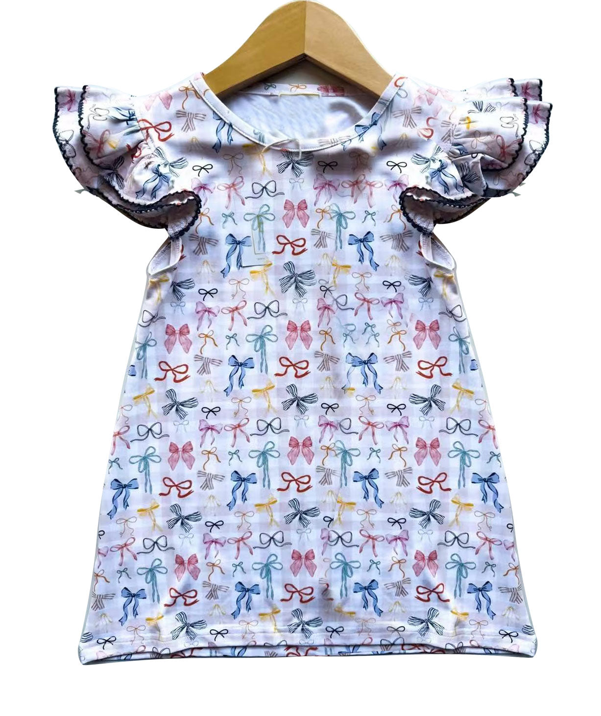 MOQ 8 Preorder GSD2882 Colored Bows Flying Sleeve Dresses for Girls  202510