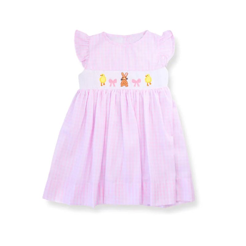 MOQ 5 Preorder GSD2906 Easter Bunny Pink Flying Sleeve Dresses for Girls 202510
