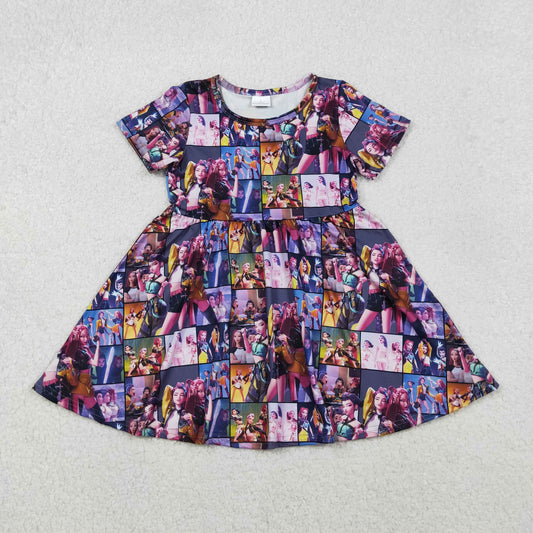 GSD2918 Kpop Stage Performance Plaid Short Sleeve Dresses for Girls 202510 RTS