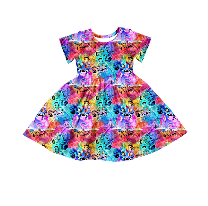 MOQ 5 Preorder GSD2920 Kpop Colored Short Sleeve Dresses for Girls 202510
