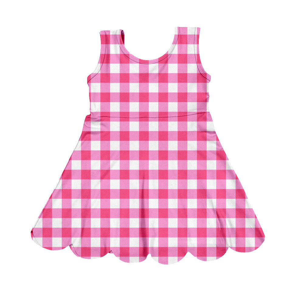MOQ 5 preorder GSD2937 Pink Plaid Yoga Sleeveless Dresses for Girls 202510