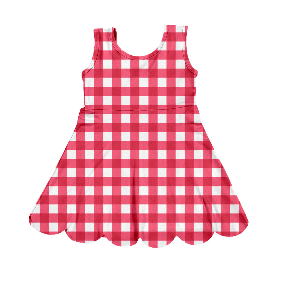 MOQ 5 preorder GSD2938 Red Plaid Yoga Sleeveless Dresses for Girls 202510