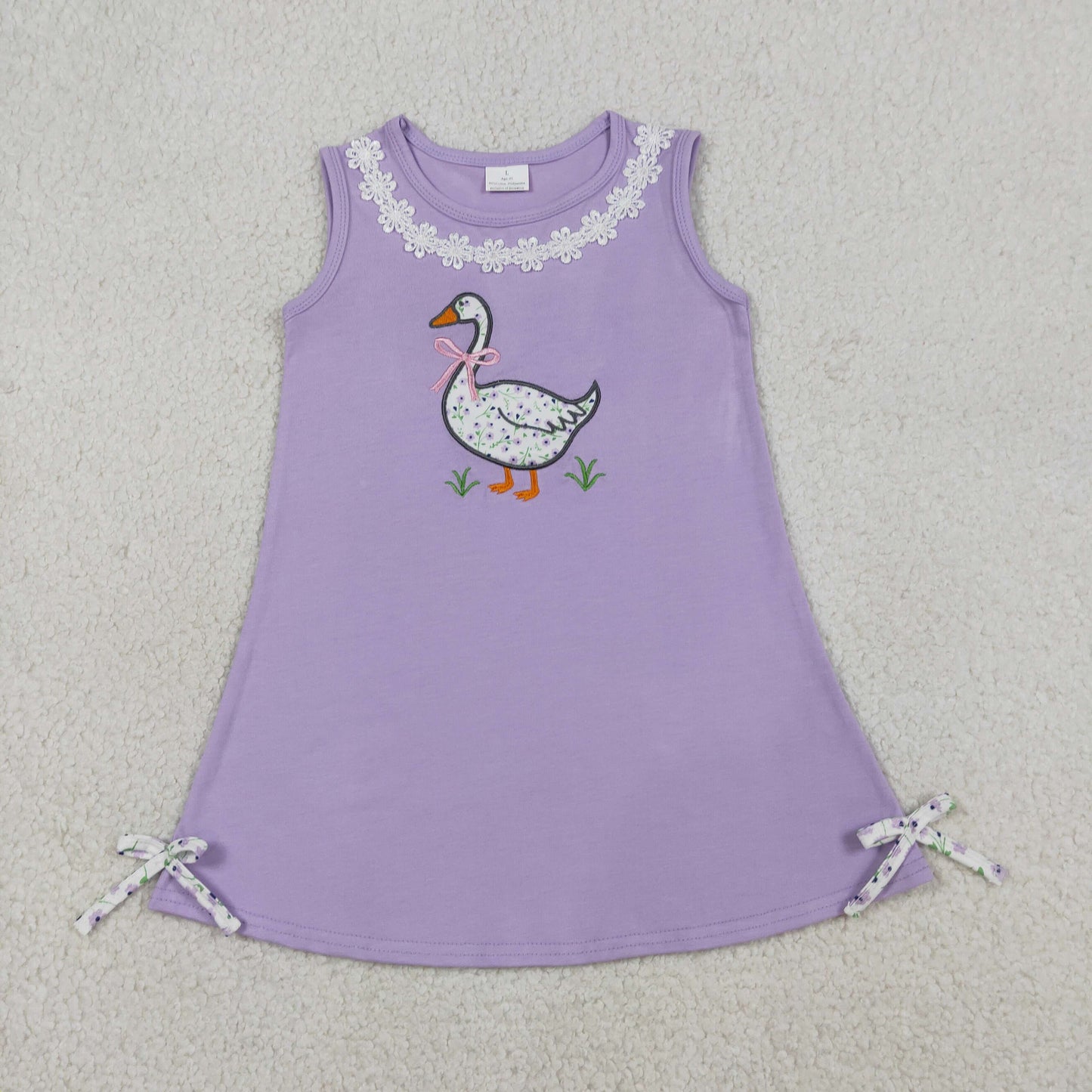 GSD2942 Embroidered Duck Lace Ruffle Purple Sleeveless Dresses for Girls 202603 RTS