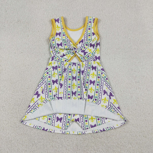GSD2947 Mardi Gras Bows Dots Stripe Yoga Sleeveless Dresses for Girls 202512 RTS