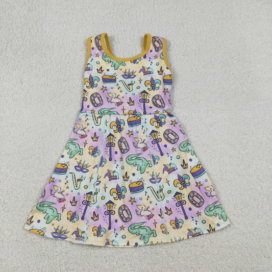GSD2949 Mardi Gras Crocodile Mask Colorful Yoga Sleeveless Dresses for Girls 202512 RTS