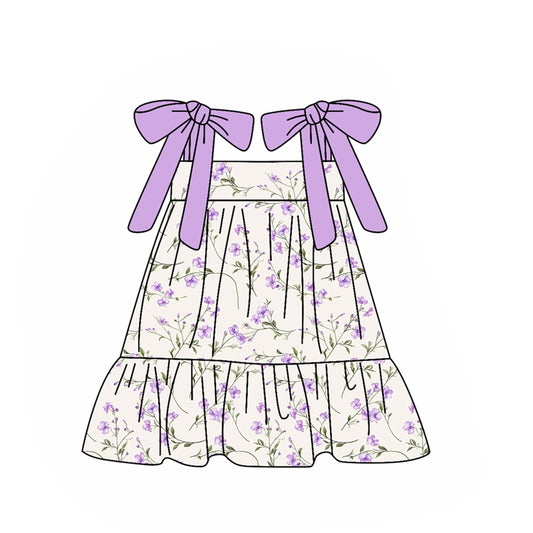 MOQ 5 Preorder GSD2955 Flower Purple Halter Dresses for Girls 202510