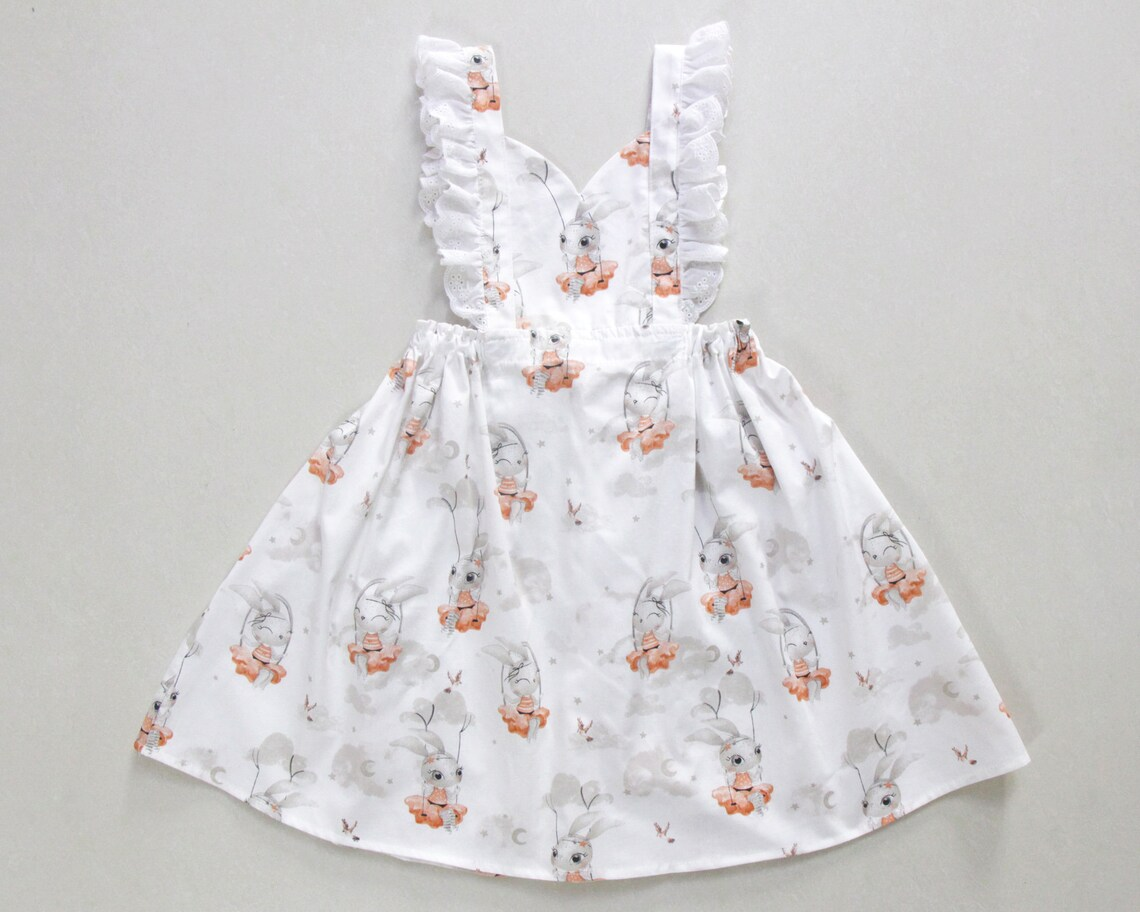 MOQ 5 Preorder GSD2965 Easter Bunny White Ruffle Sleeveless Dresses for Girls 202510