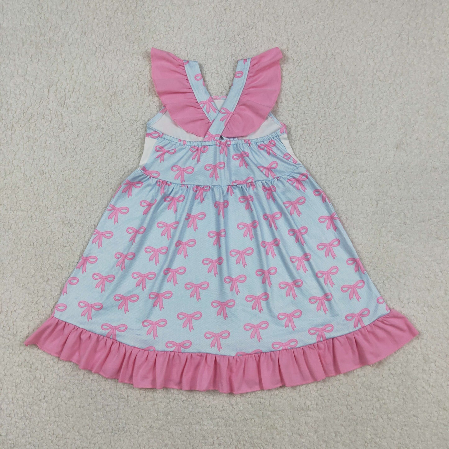 GSD2980 Mama's Girl Pink Bows Ruffle Flying Sleeve Dresses for Girls 202604 RTS