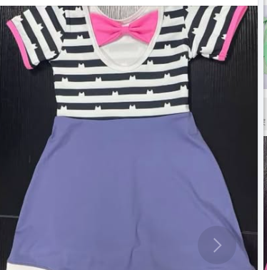 MOQ 5 Preorder GSD2983 Kitten Bow Stripe Purple Short Sleeve Dresses for Girls 202510