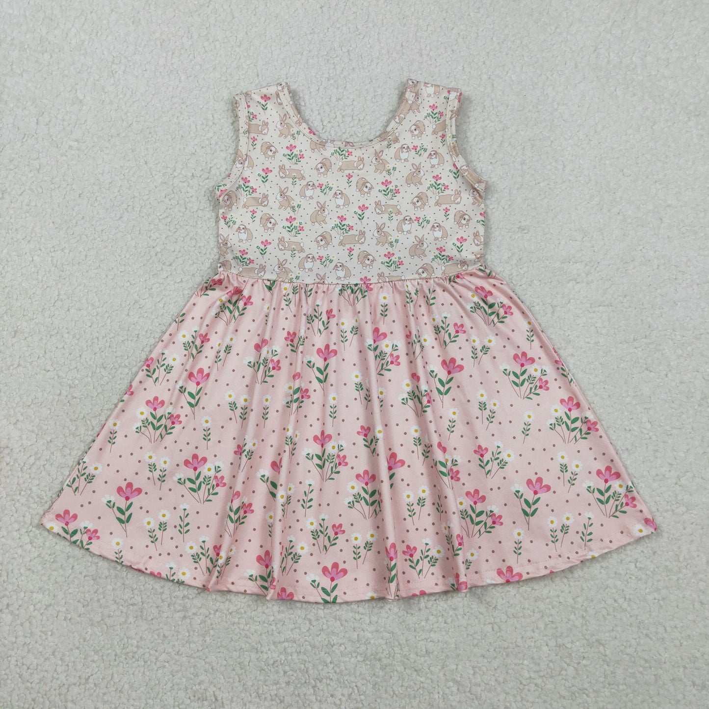 GSD2984 Easter Bunny Flower Sleeveless Dresses for Girls 202602 RTS