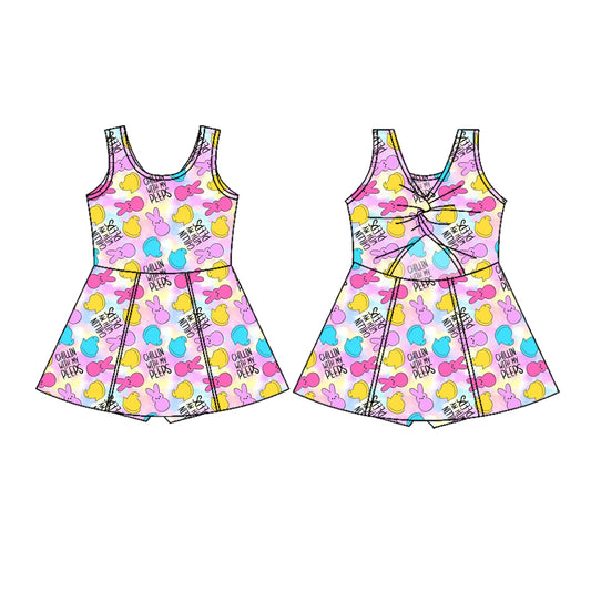 MOQ 5 PCS preorder GSD3052 Easter Bunny Colored Yoga Sleeveless Dresses for Girls 202511