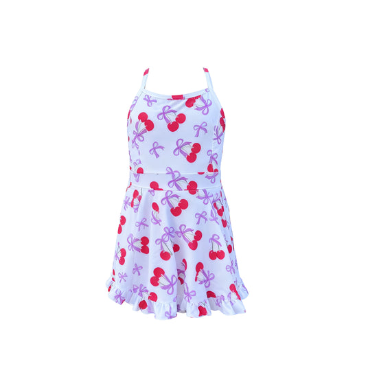 MOQ 5 PCS preorder GSD3069 Cherry Bow Yoga Sleeveless Dresses for Girls 202511